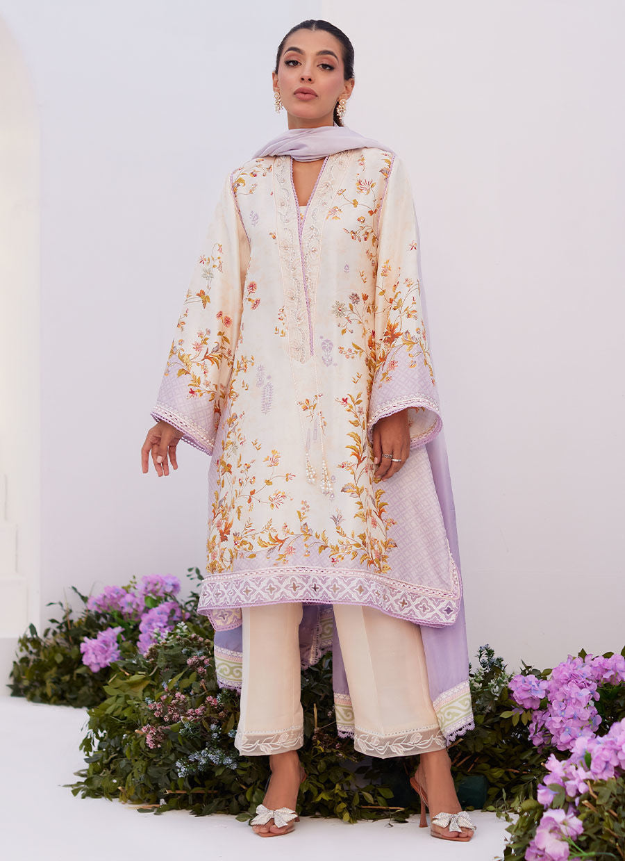 Farah Talib Aziz | Zaza Prints 24 | AMETHYST TRELLIS SHIRT AND DUPATTA - House Of Hania