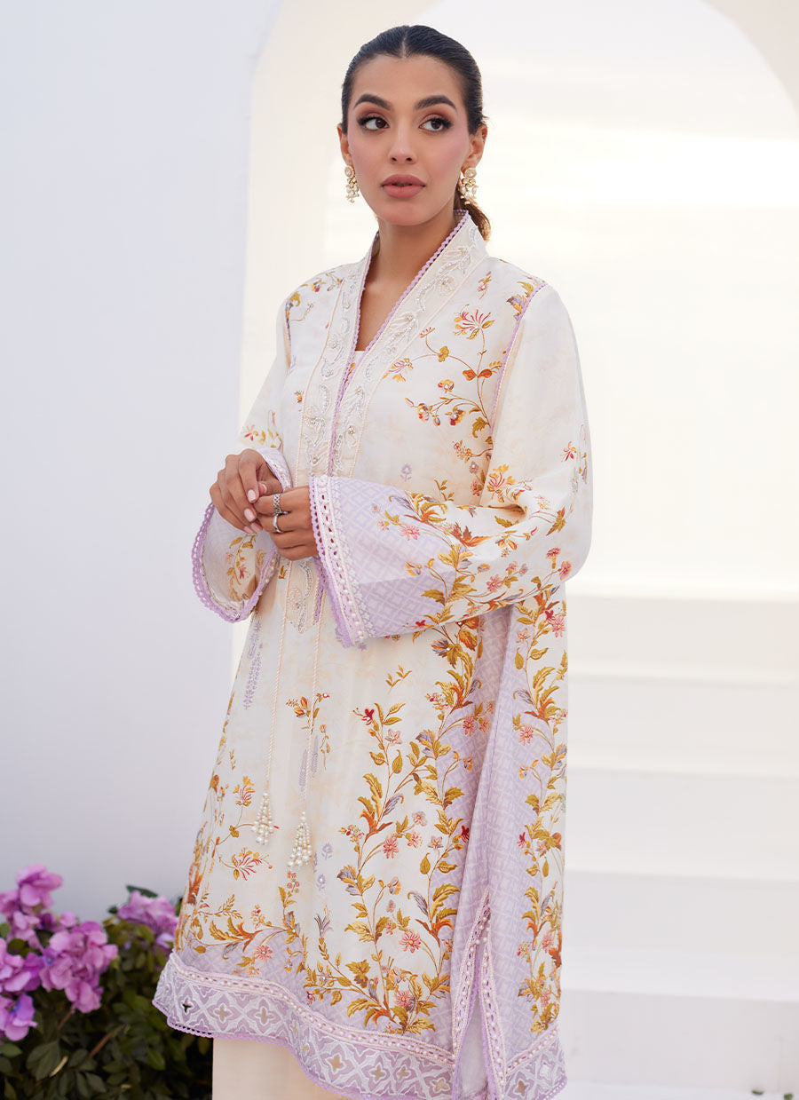 Farah Talib Aziz | Zaza Prints 24 | AMETHYST TRELLIS SHIRT AND DUPATTA - House Of Hania