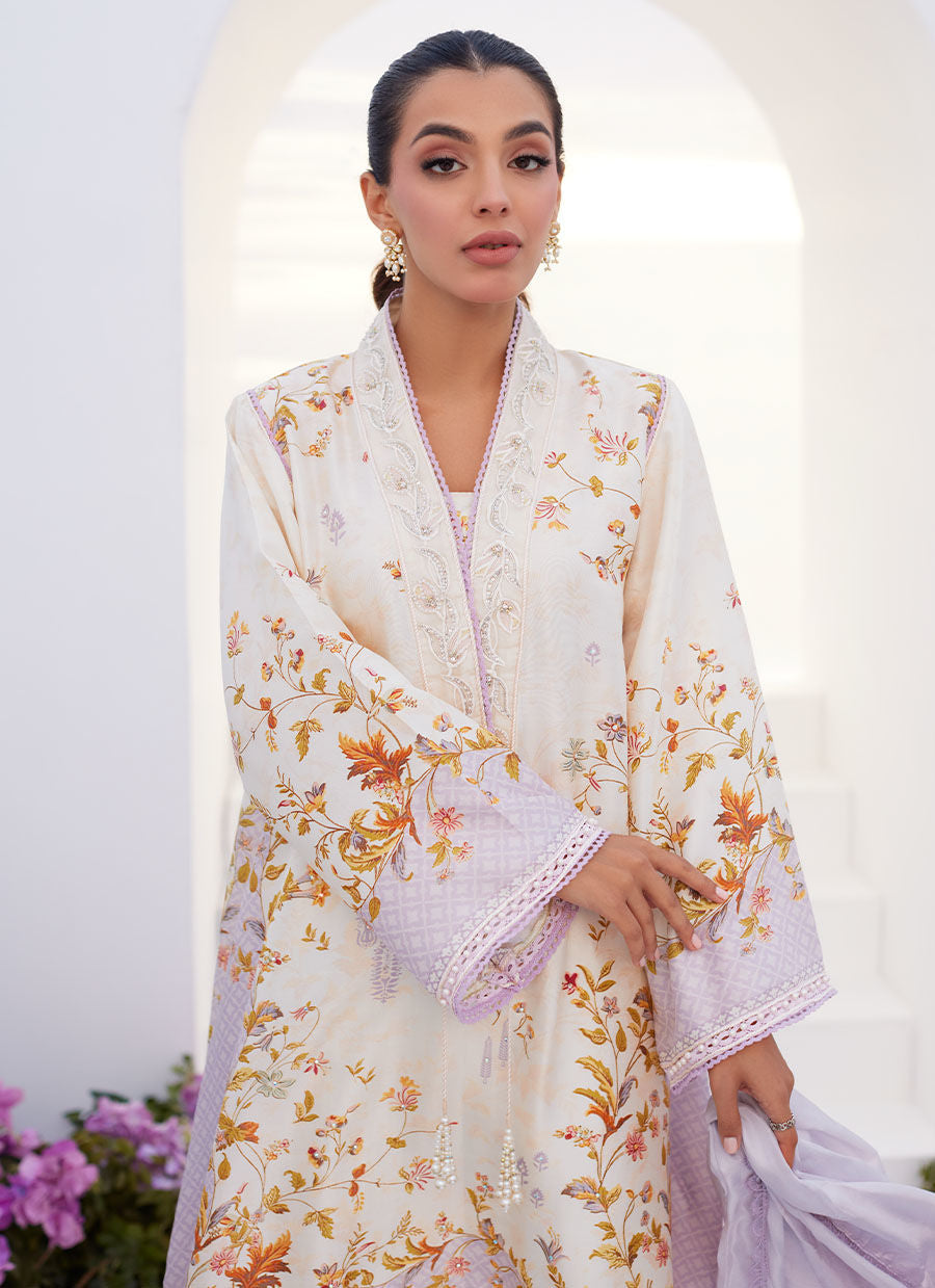 Farah Talib Aziz | Zaza Prints 24 | AMETHYST TRELLIS SHIRT AND DUPATTA - House Of Hania
