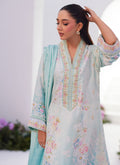 Farah Talib Aziz | Zaza Prints 24 | CYAN OMBRE SHIRT AND DUPATTA - House Of Hania