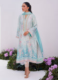Farah Talib Aziz | Zaza Prints 24 | CYAN OMBRE SHIRT AND DUPATTA - House Of Hania