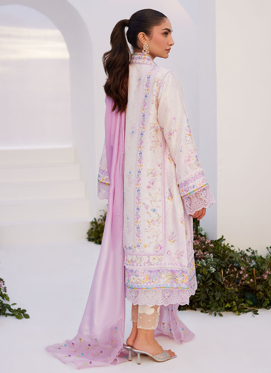 Farah Talib Aziz | Zaza Prints 24 | HEATHER LAVENDER SHIRT AND DUPATTA - House Of Hania