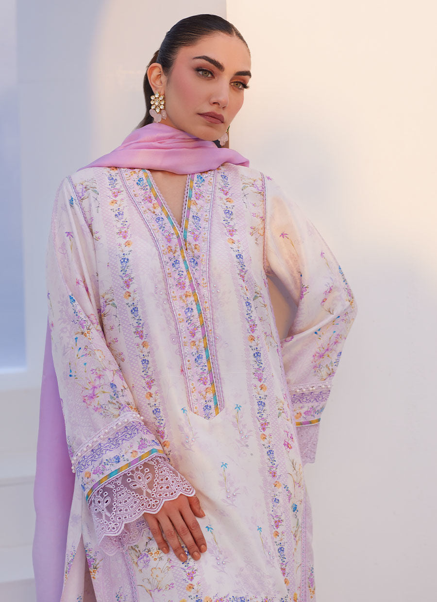 Farah Talib Aziz | Zaza Prints 24 | HEATHER LAVENDER SHIRT AND DUPATTA - House Of Hania