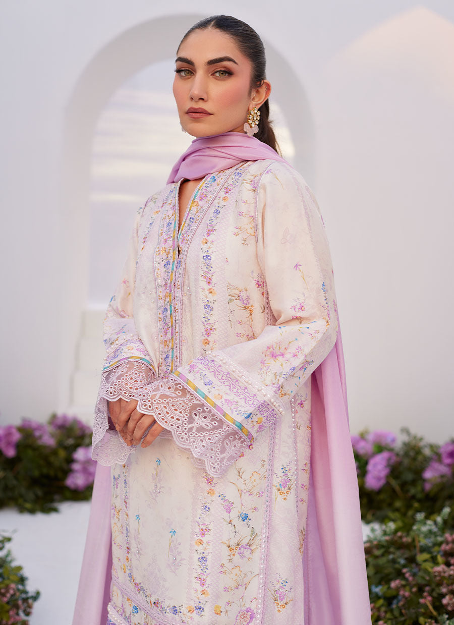 Farah Talib Aziz | Zaza Prints 24 | HEATHER LAVENDER SHIRT AND DUPATTA - House Of Hania