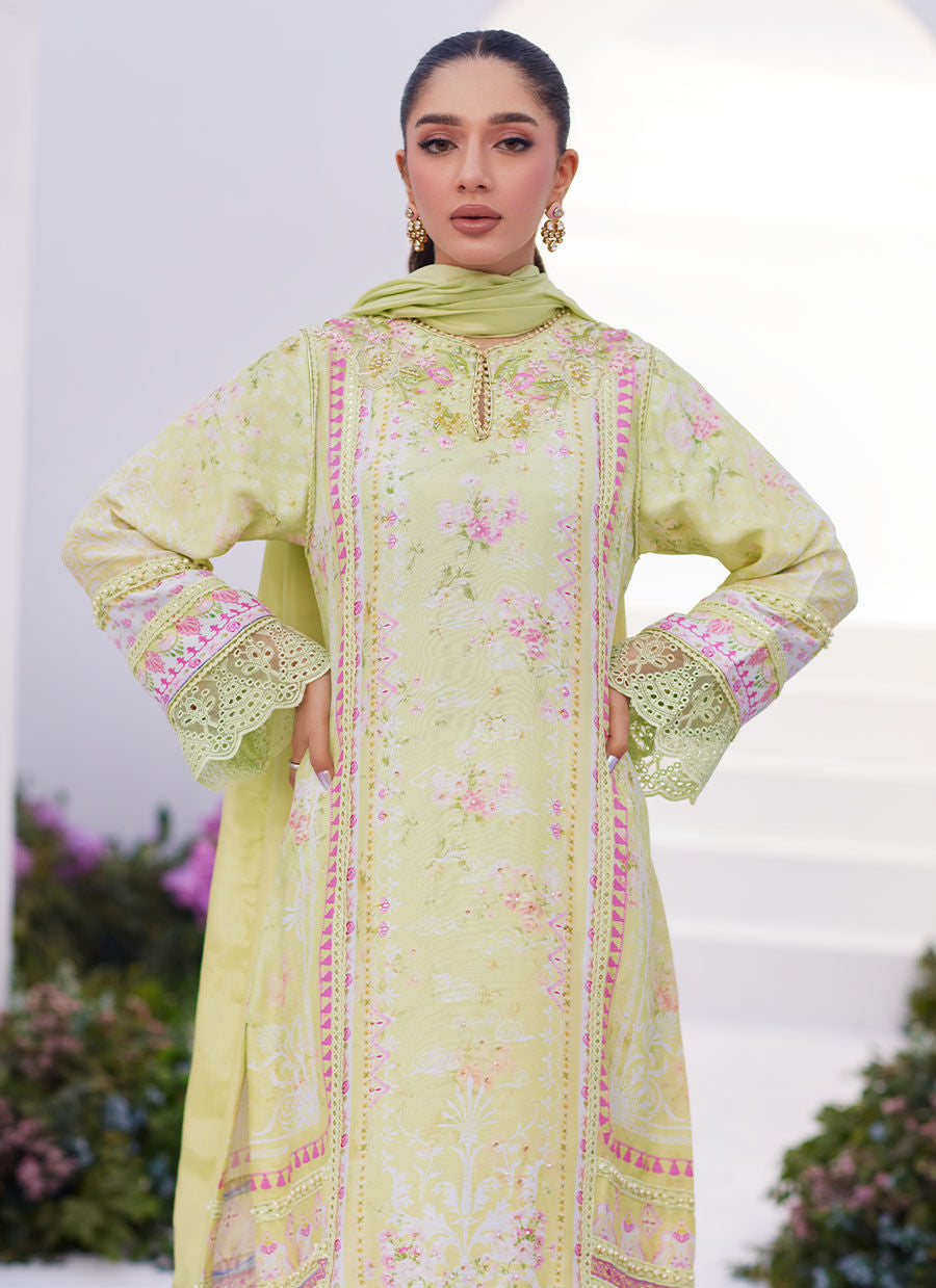 Farah Talib Aziz | Zaza Prints 24 | KELLY LIME SHIRT AND DUPATTA - House Of Hania