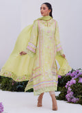 Farah Talib Aziz | Zaza Prints 24 | KELLY LIME SHIRT AND DUPATTA - House Of Hania