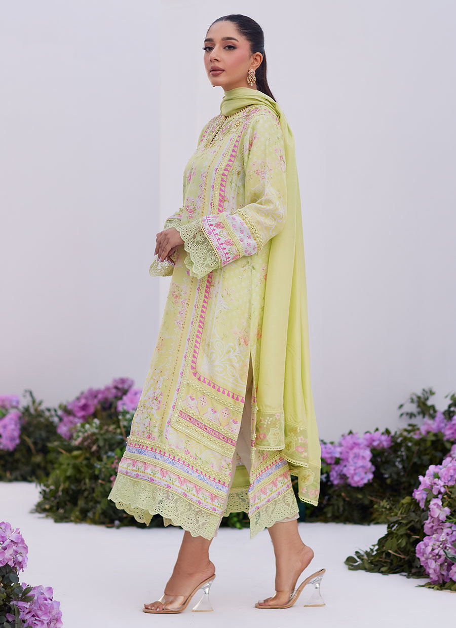 Farah Talib Aziz | Zaza Prints 24 | KELLY LIME SHIRT AND DUPATTA - House Of Hania