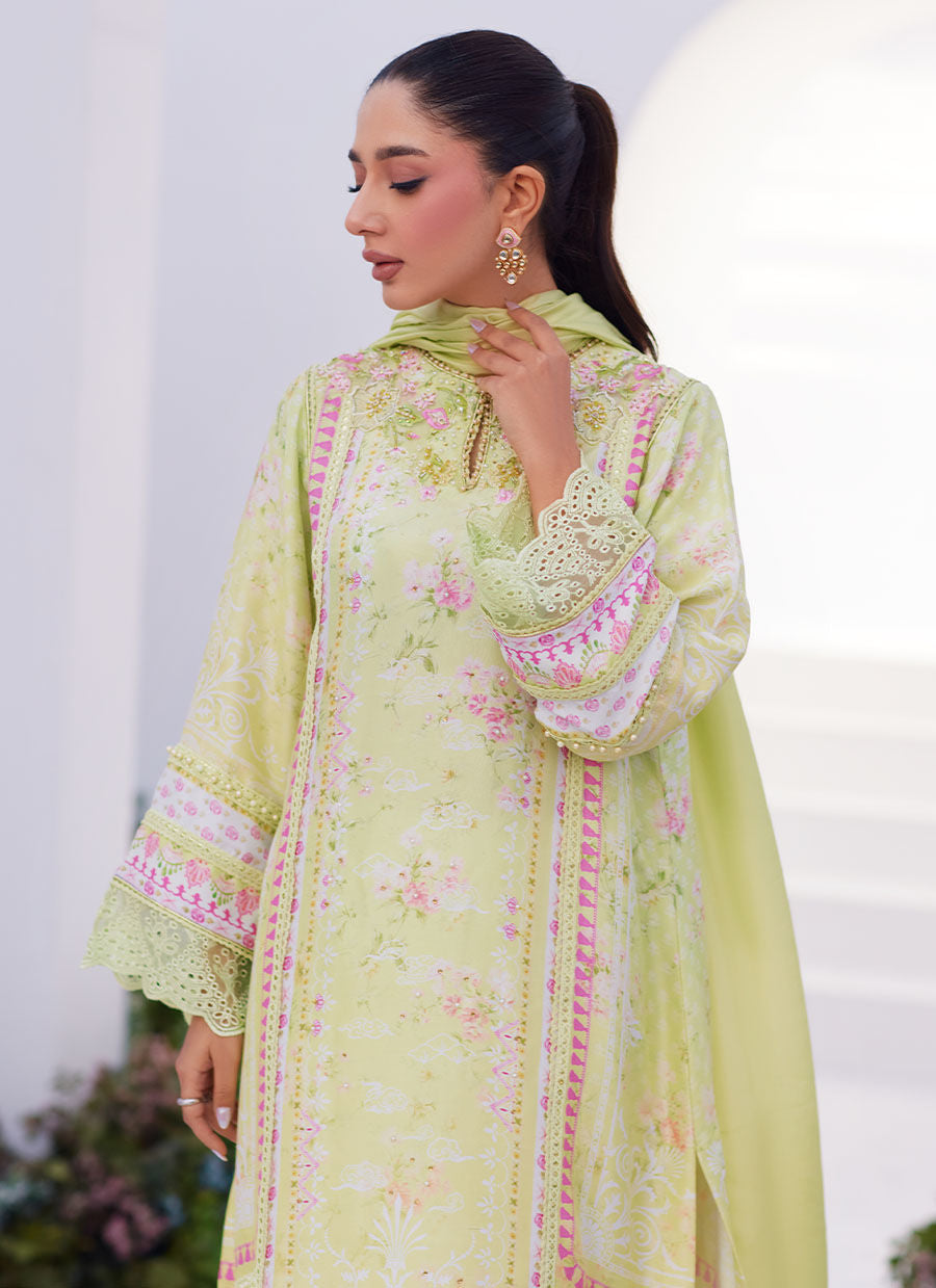 Farah Talib Aziz | Zaza Prints 24 | KELLY LIME SHIRT AND DUPATTA - House Of Hania