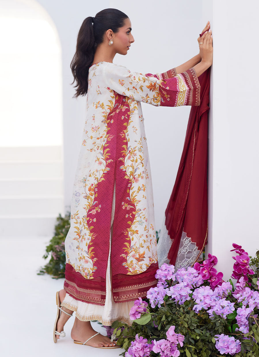 Farah Talib Aziz | Zaza Prints 24 | SANGRIA TRELLIS SHIRT AND DUPATTA - House Of Hania