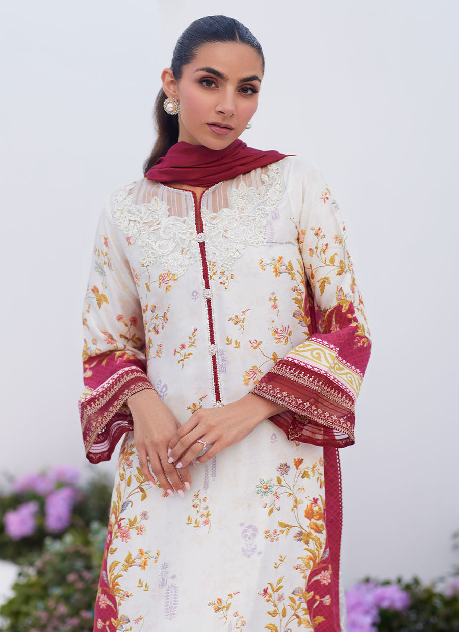 Farah Talib Aziz | Zaza Prints 24 | SANGRIA TRELLIS SHIRT AND DUPATTA - House Of Hania