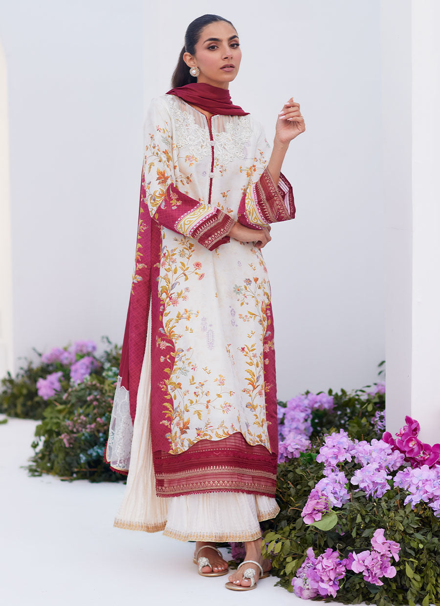 Farah Talib Aziz | Zaza Prints 24 | SANGRIA TRELLIS SHIRT AND DUPATTA - House Of Hania