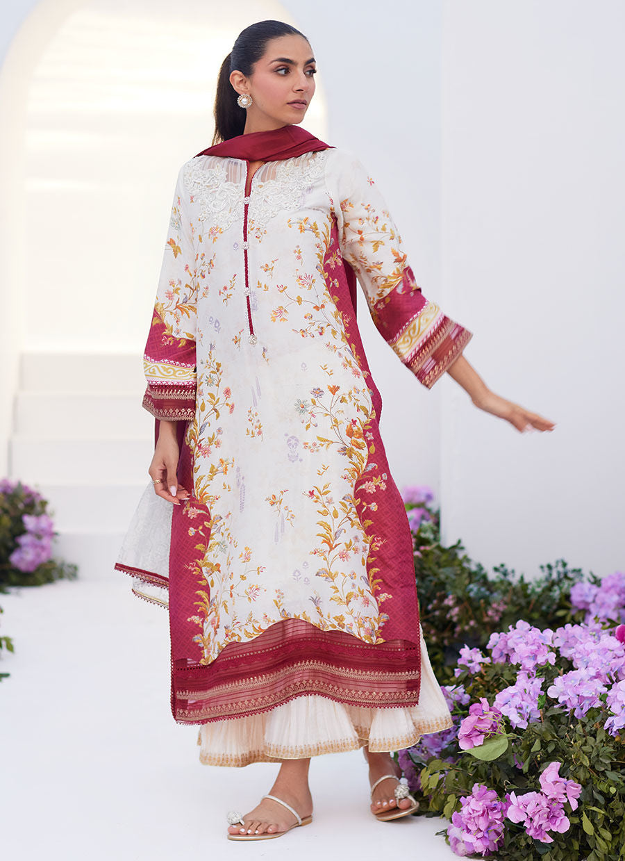 Farah Talib Aziz | Zaza Prints 24 | SANGRIA TRELLIS SHIRT AND DUPATTA - House Of Hania