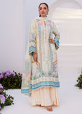 Farah Talib Aziz | Zaza Prints 24 | TURKISH AQUA SHIRT AND DUPATTA - House Of Hania