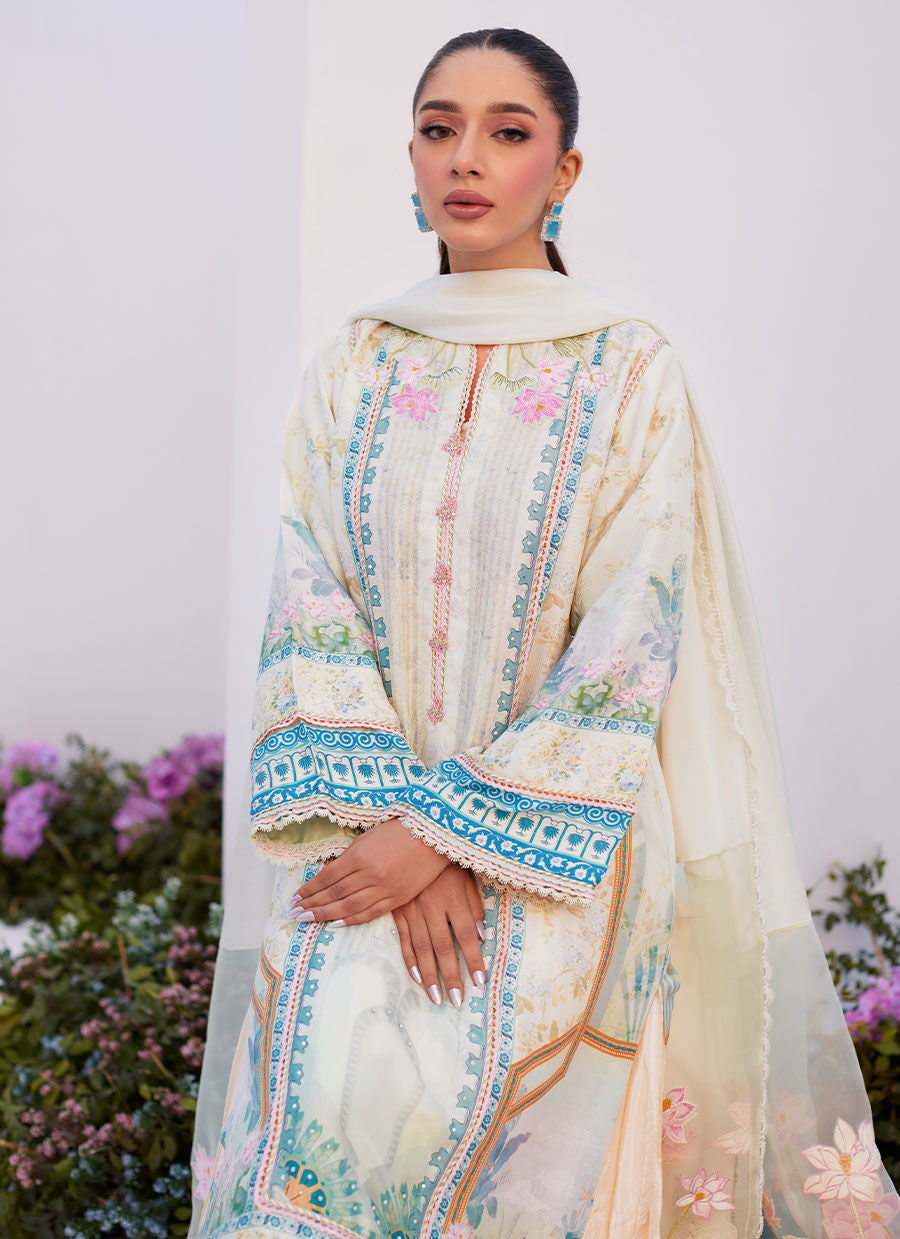 Farah Talib Aziz | Zaza Prints 24 | TURKISH AQUA SHIRT AND DUPATTA - House Of Hania