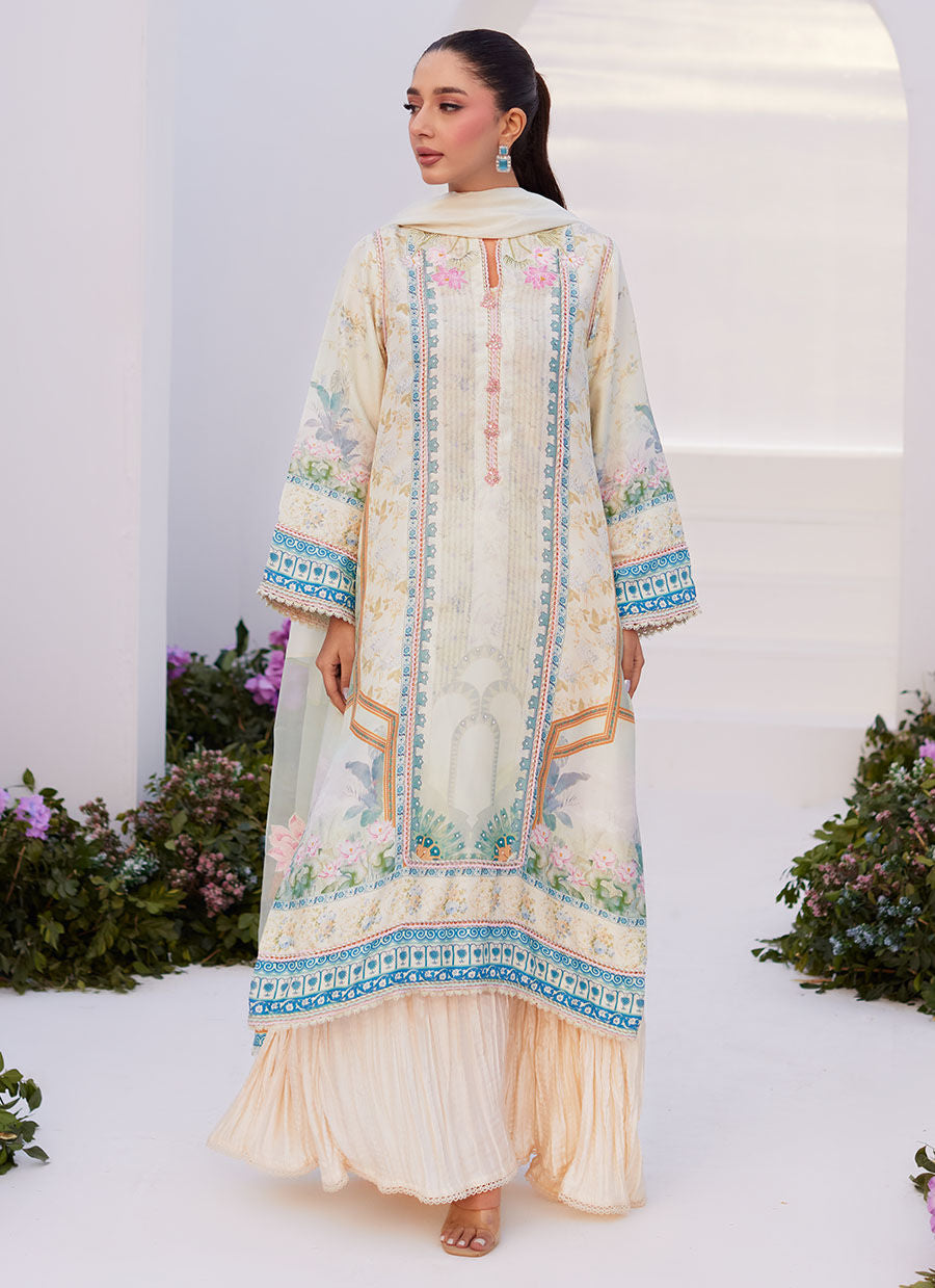 Farah Talib Aziz | Zaza Prints 24 | TURKISH AQUA SHIRT AND DUPATTA - House Of Hania