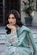 Farasha | Bahaar Embroidered Lawn | Aqua Pearl - House Of Hania