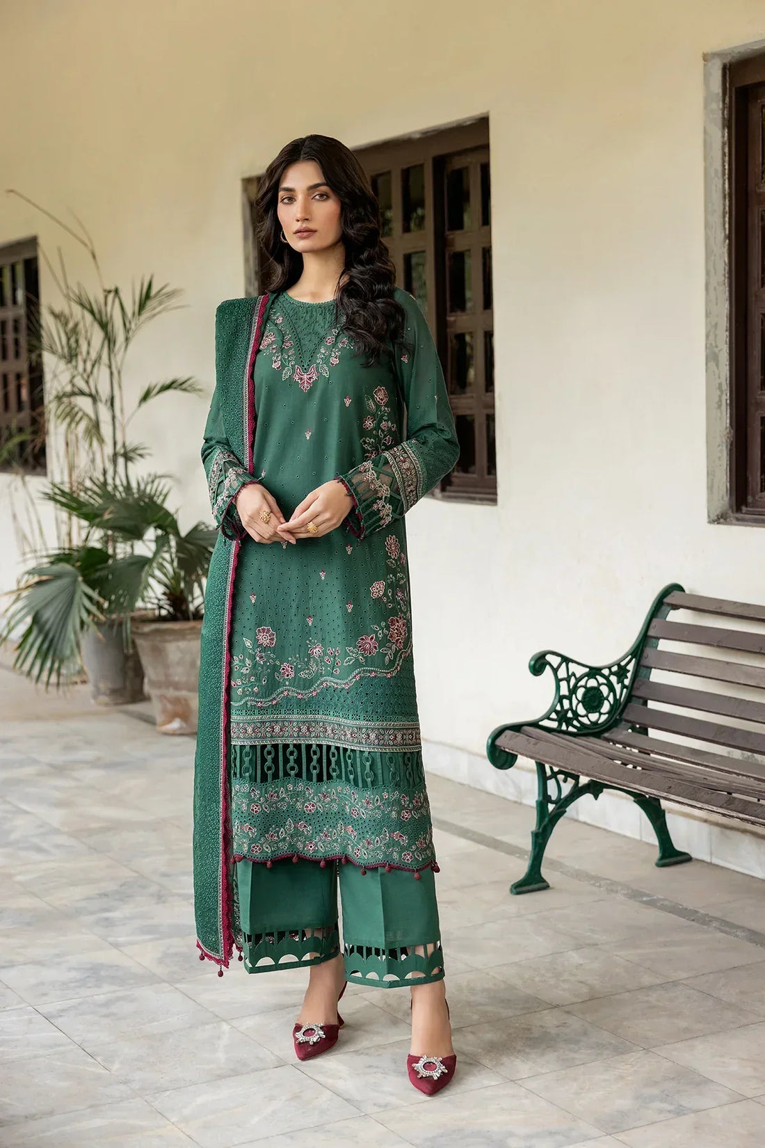 Farasha | Bahaar Embroidered Lawn | Azure Grace - House Of Hania