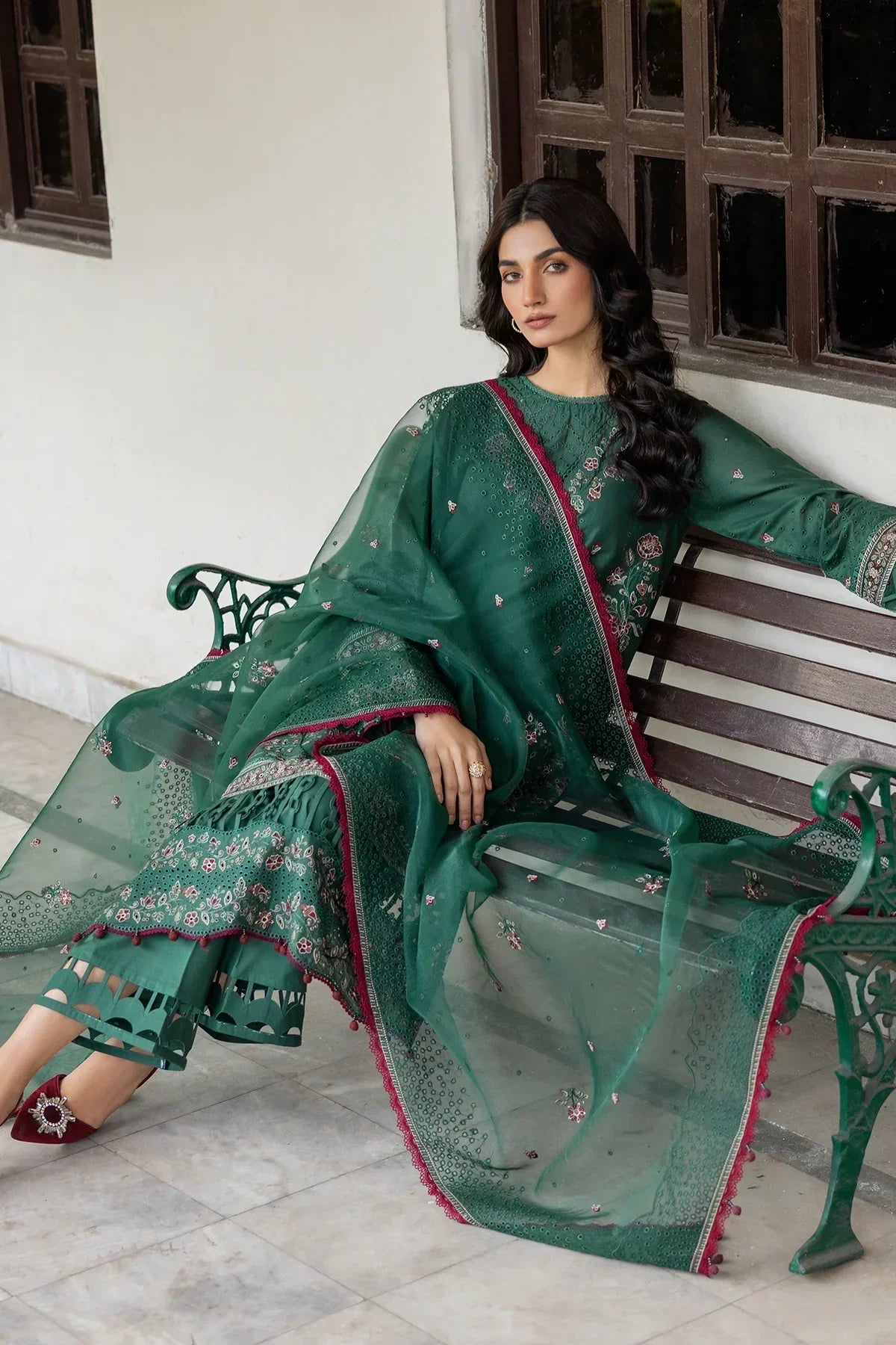 Farasha | Bahaar Embroidered Lawn | Azure Grace - House Of Hania