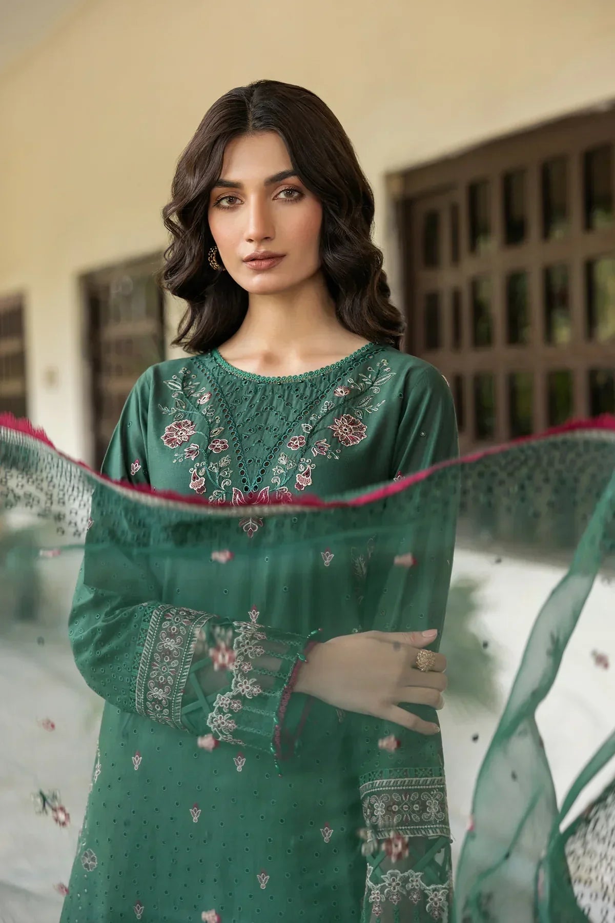 Farasha | Bahaar Embroidered Lawn | Azure Grace - House Of Hania