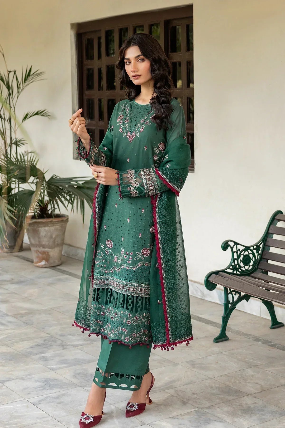 Farasha | Bahaar Embroidered Lawn | Azure Grace - House Of Hania