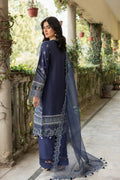 Farasha | Bahaar Embroidered Lawn | Blue Ochre - House Of Hania