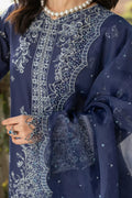 Farasha | Bahaar Embroidered Lawn | Blue Ochre - House Of Hania