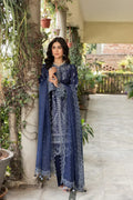 Farasha | Bahaar Embroidered Lawn | Blue Ochre - House Of Hania