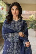Farasha | Bahaar Embroidered Lawn | Blue Ochre - House Of Hania