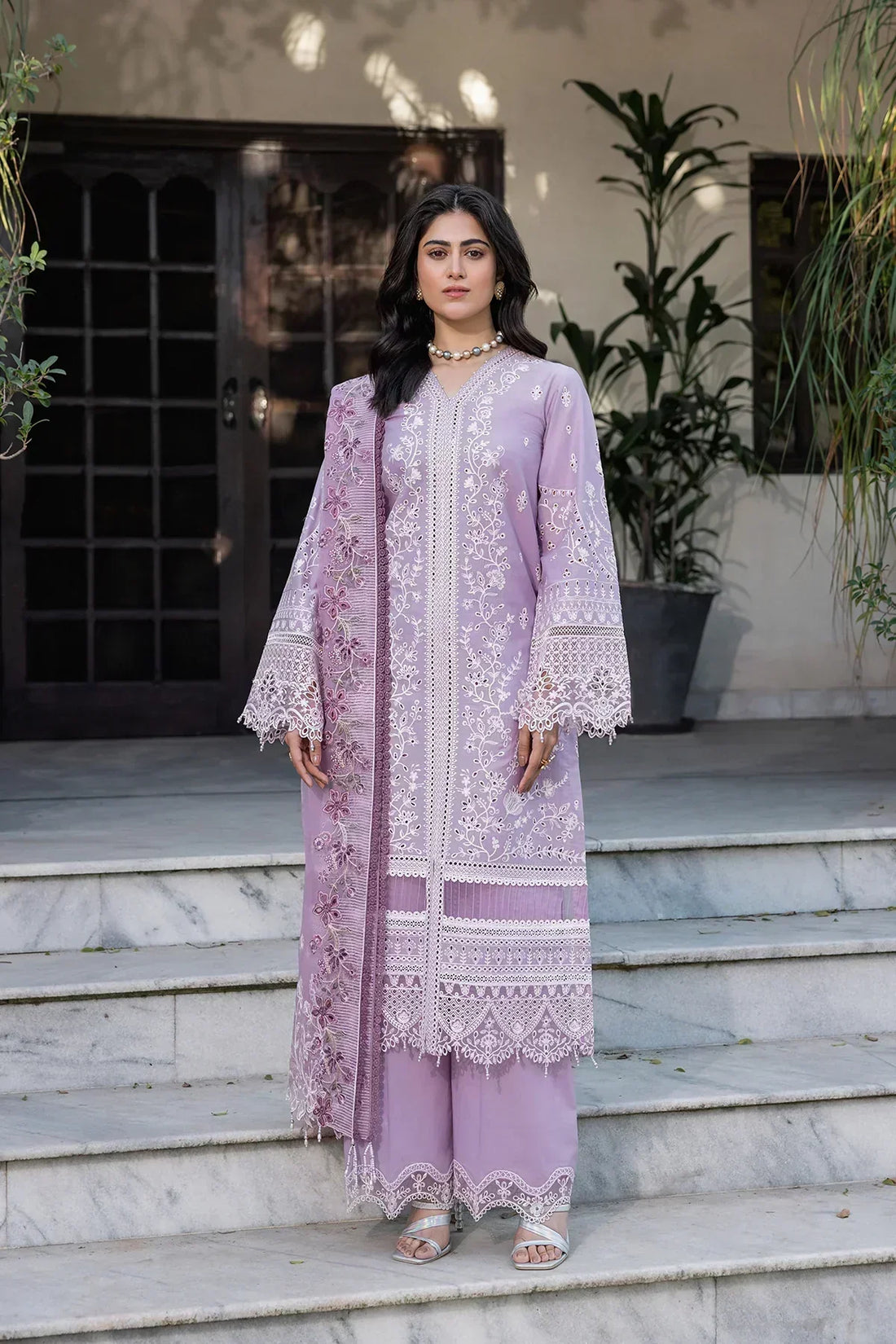 Farasha | Bahaar Embroidered Lawn | Lilac Florine - House Of Hania