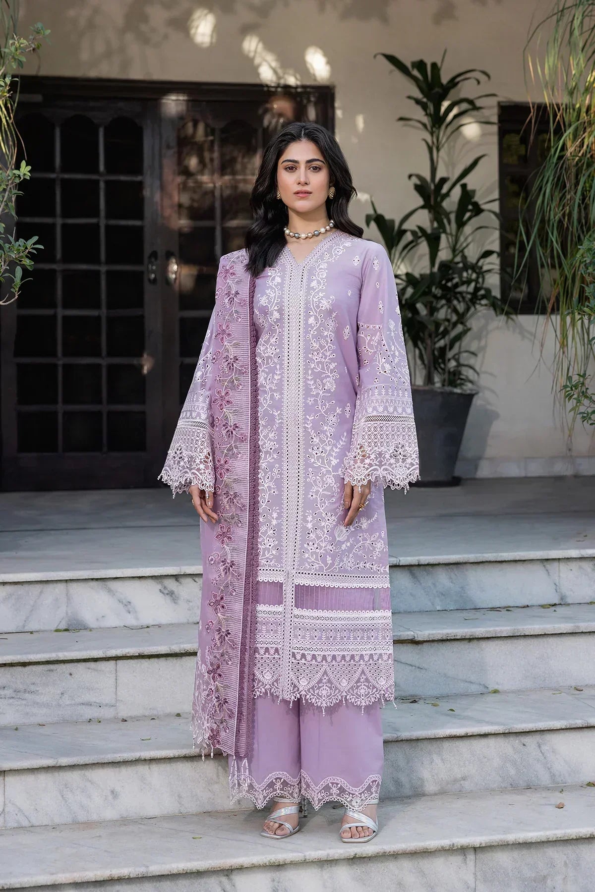 Farasha | Bahaar Embroidered Lawn | Lilac Florine - House Of Hania