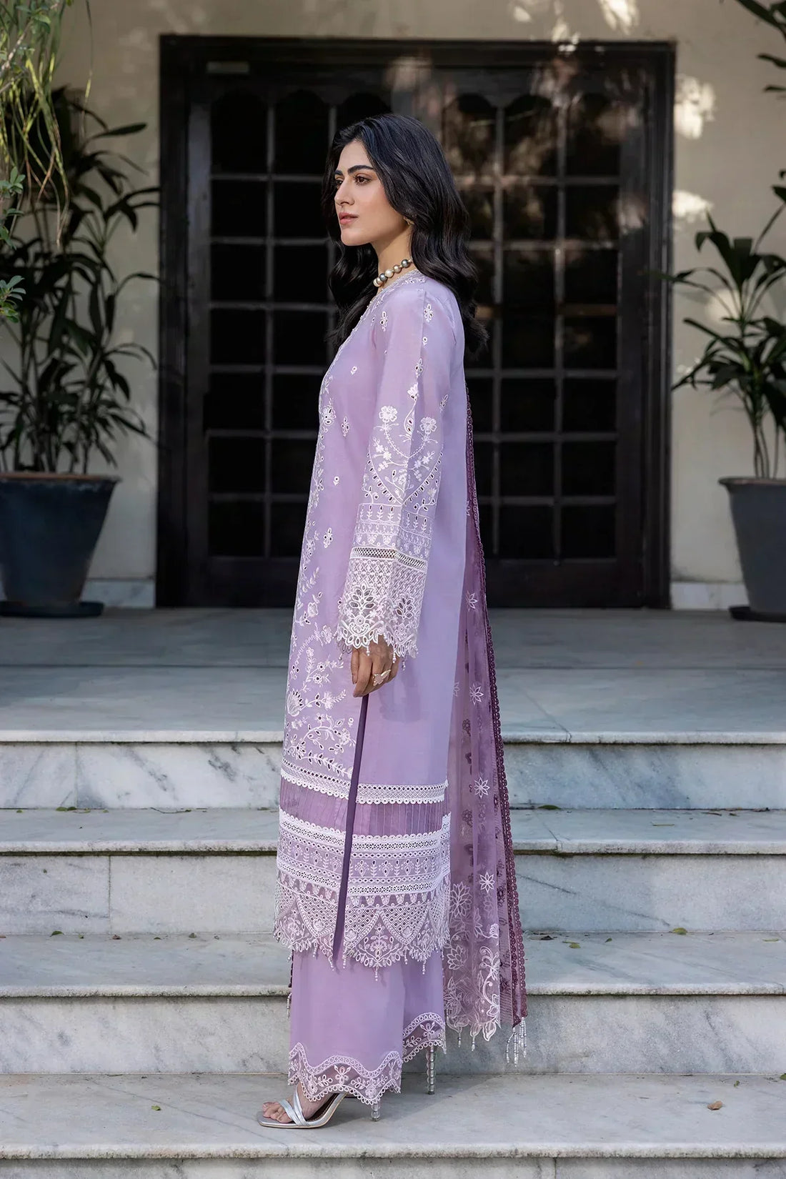 Farasha | Bahaar Embroidered Lawn | Lilac Florine - House Of Hania