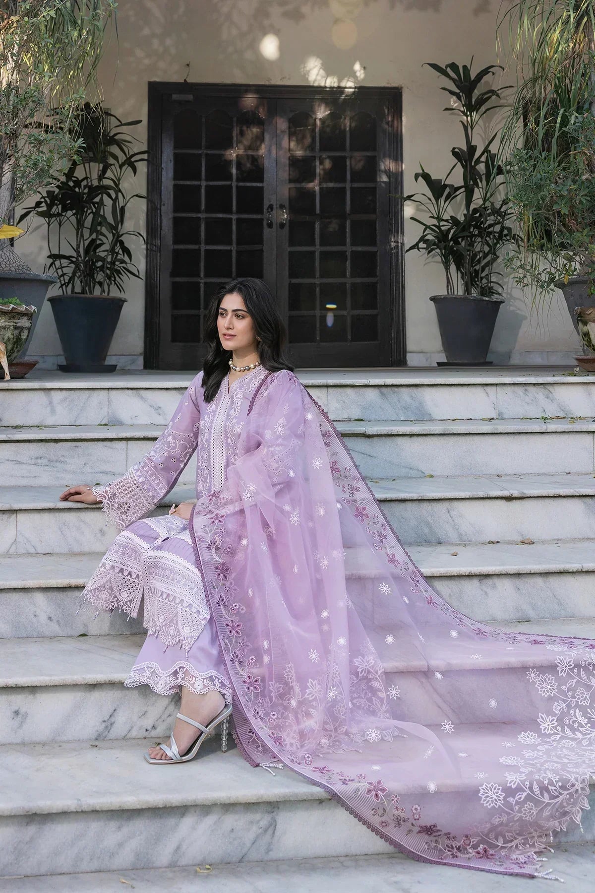 Farasha | Bahaar Embroidered Lawn | Lilac Florine - House Of Hania