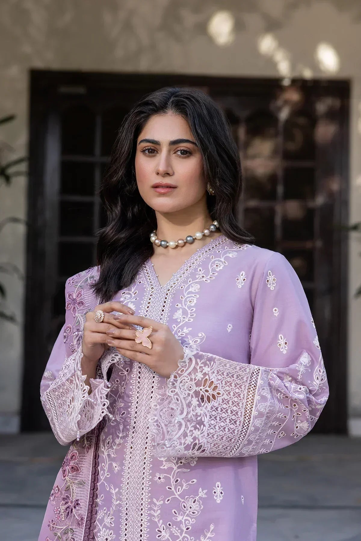 Farasha | Bahaar Embroidered Lawn | Lilac Florine - House Of Hania