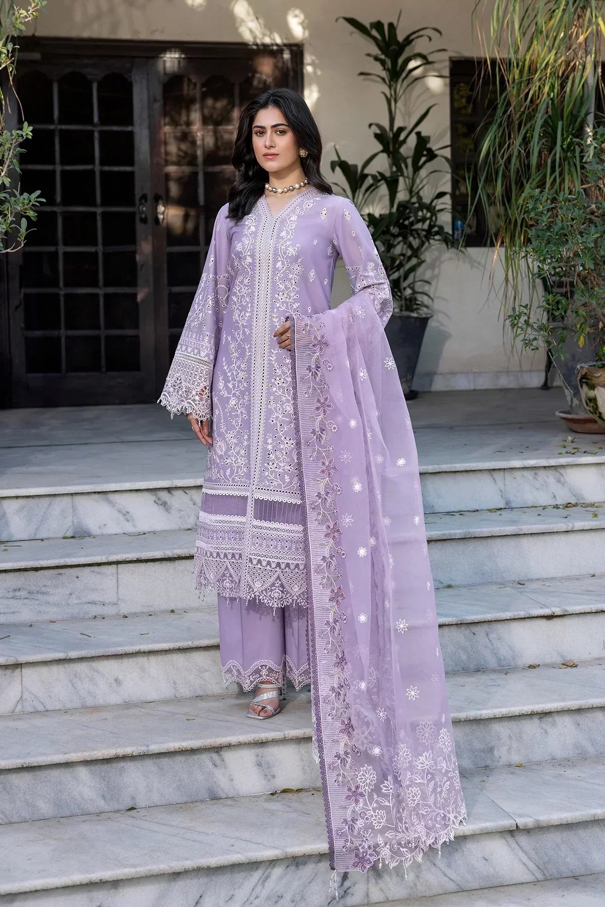 Farasha | Bahaar Embroidered Lawn | Lilac Florine - House Of Hania