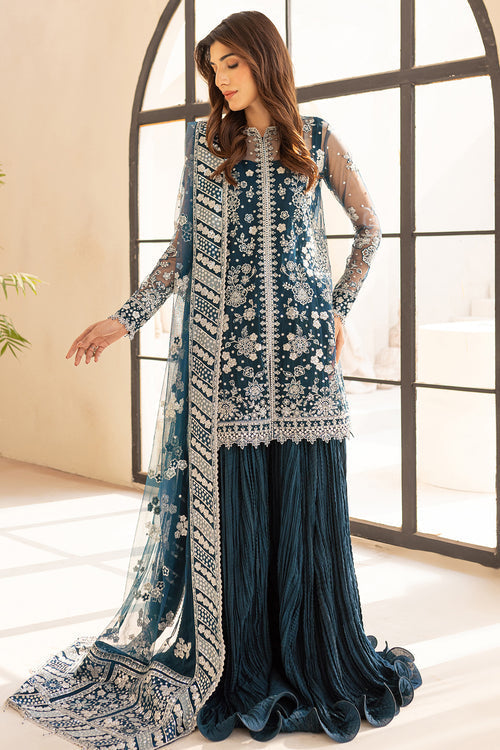 Farasha | Lu Zella Premium Formals 25 | Teal Drizzle - House Of Hania