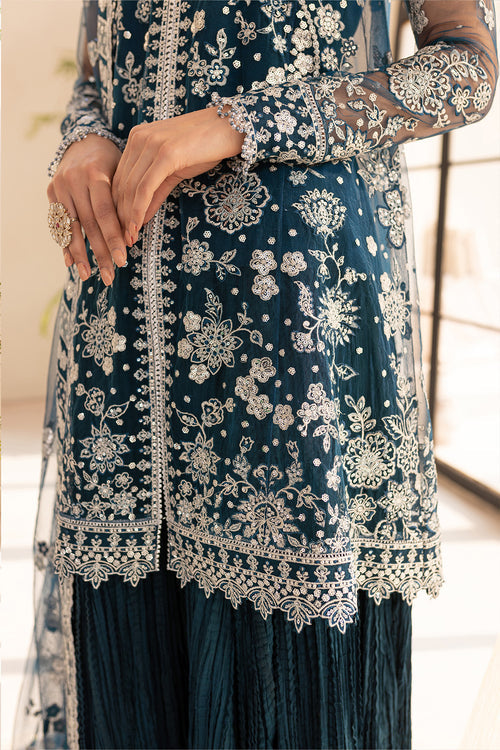Farasha | Lu Zella Premium Formals 25 | Teal Drizzle - House Of Hania