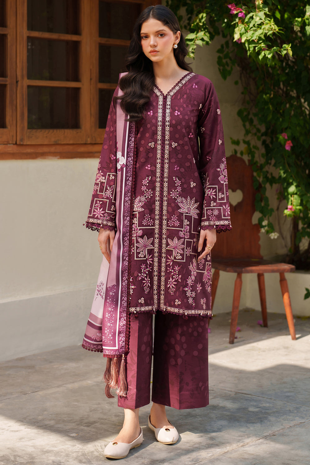 Farasha | Meline Premium Viscose 25 | Mauve Cream - House Of Hania