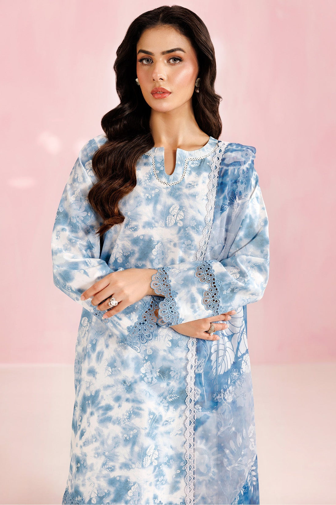 Farasha | Printed Essentials’26 |Aqua Veil - House Of Hania