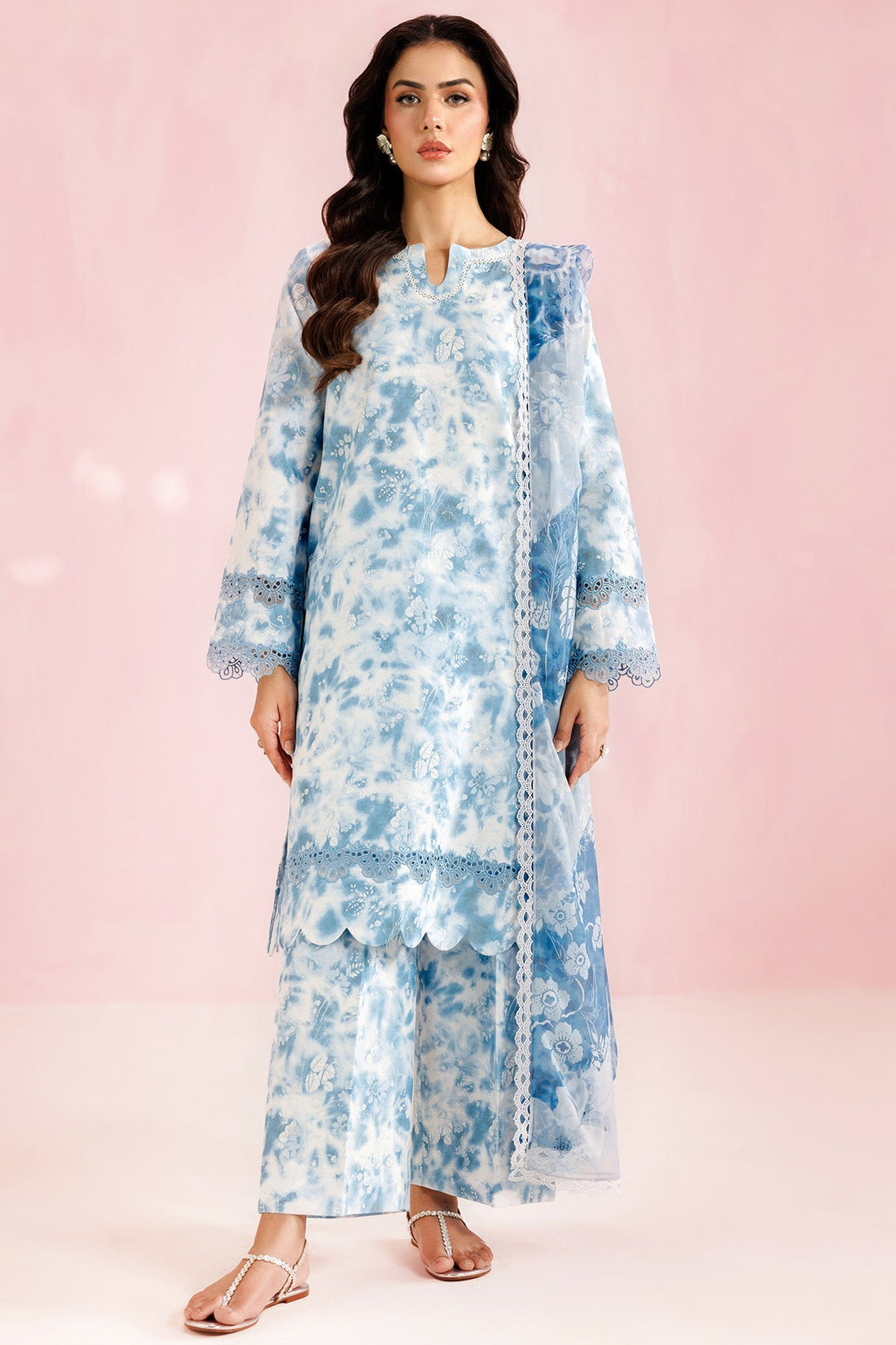 Farasha | Printed Essentials’26 |Aqua Veil - House Of Hania
