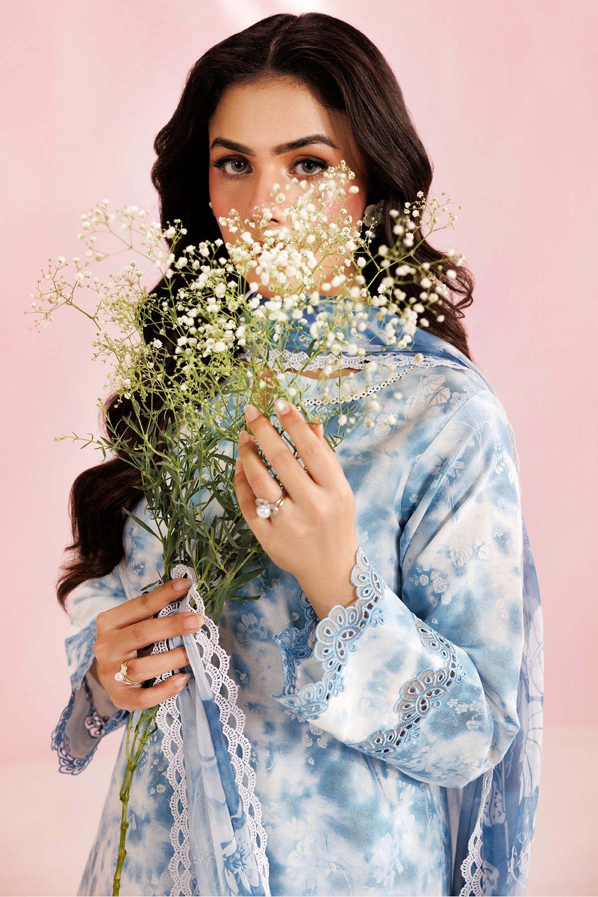 Farasha | Printed Essentials’26 |Aqua Veil - House Of Hania