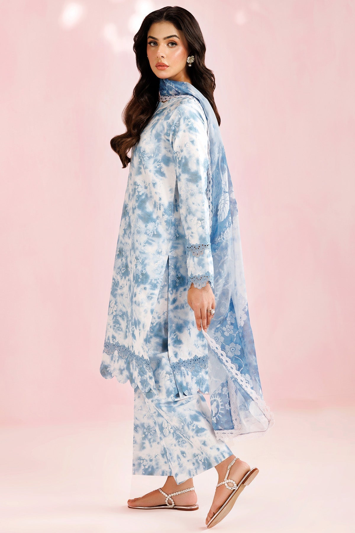 Farasha | Printed Essentials’26 |Aqua Veil - House Of Hania