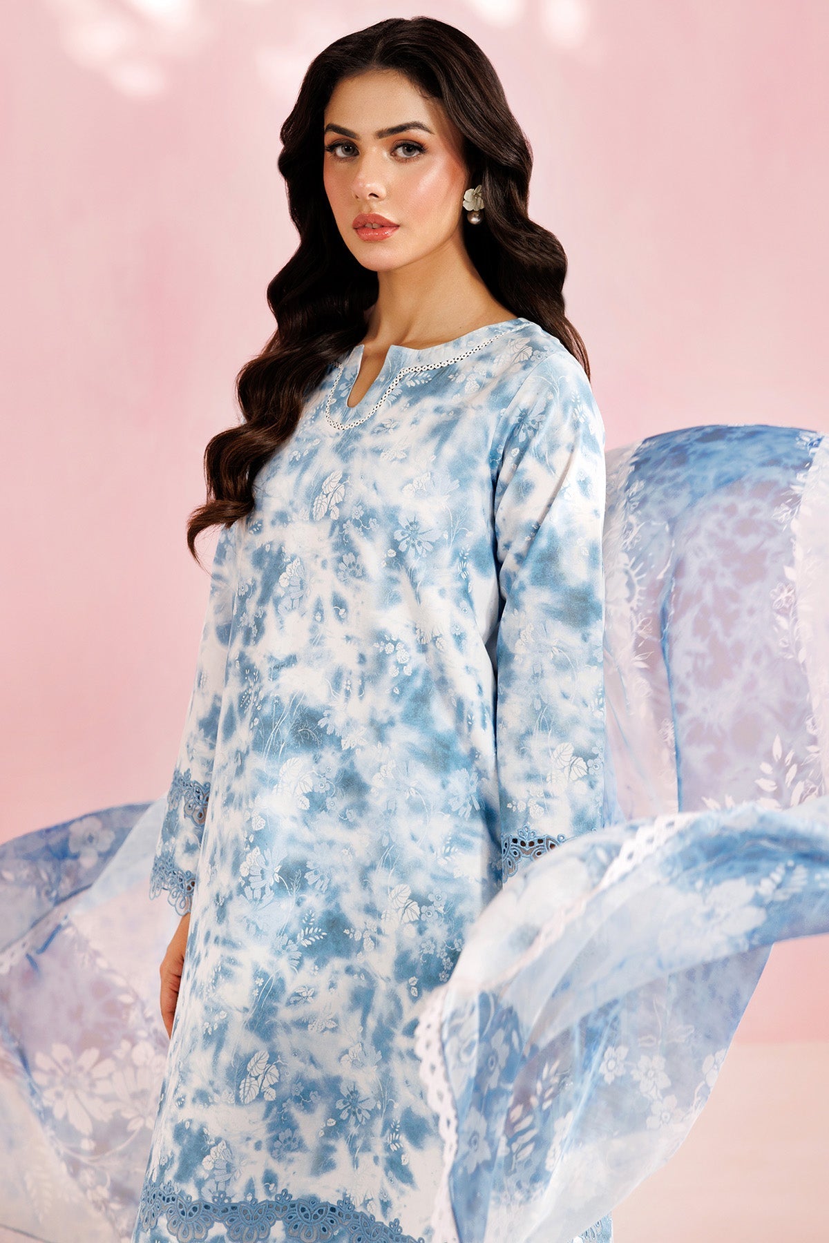 Farasha | Printed Essentials’26 |Aqua Veil - House Of Hania