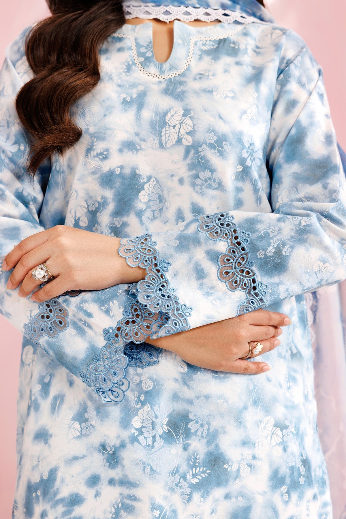 Farasha | Printed Essentials’26 |Aqua Veil - House Of Hania