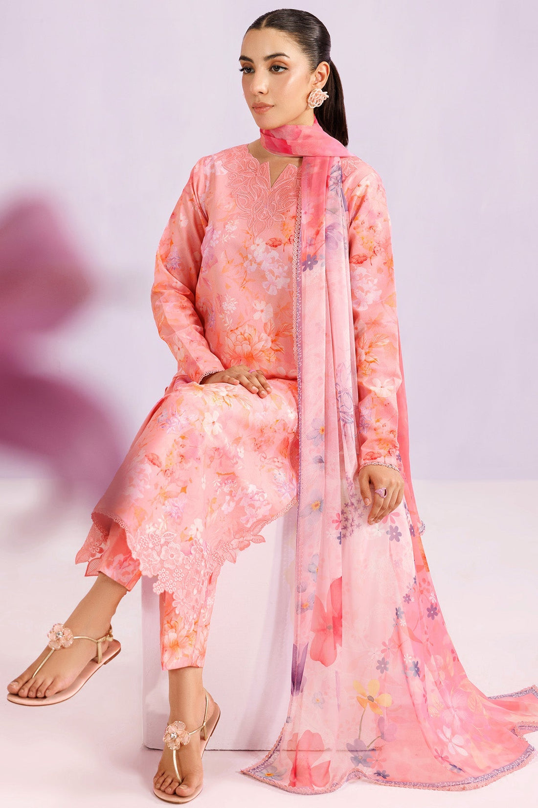 Farasha | Printed Essentials’26 | Blush Satin - House Of Hania