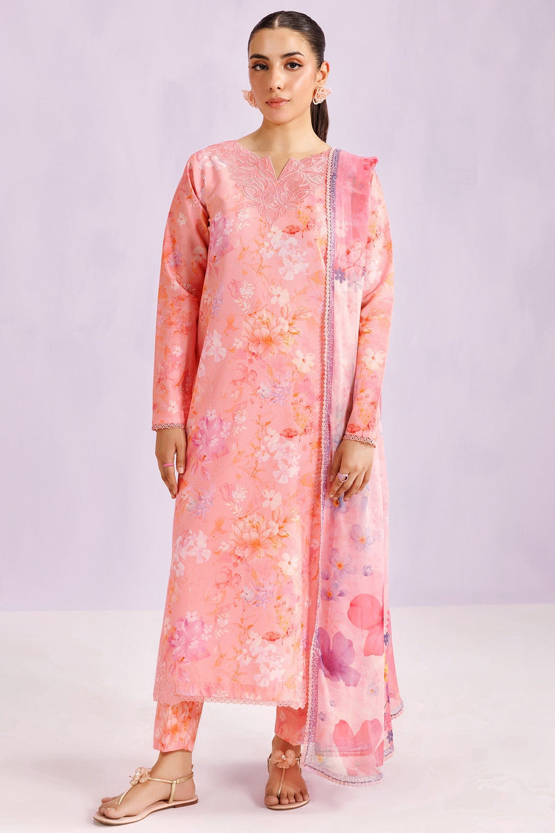 Farasha | Printed Essentials’26 | Blush Satin - House Of Hania