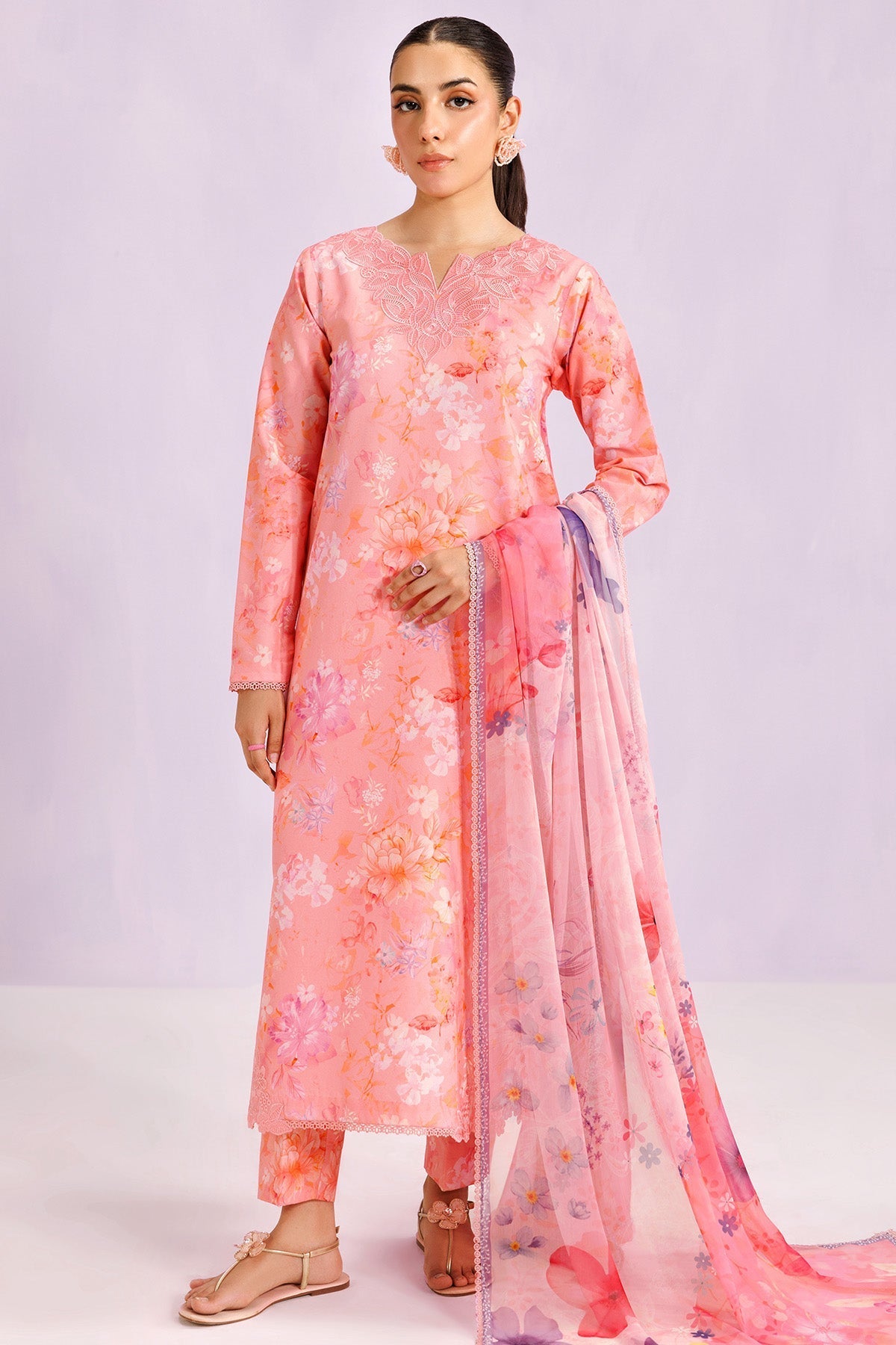 Farasha | Printed Essentials’26 | Blush Satin - House Of Hania