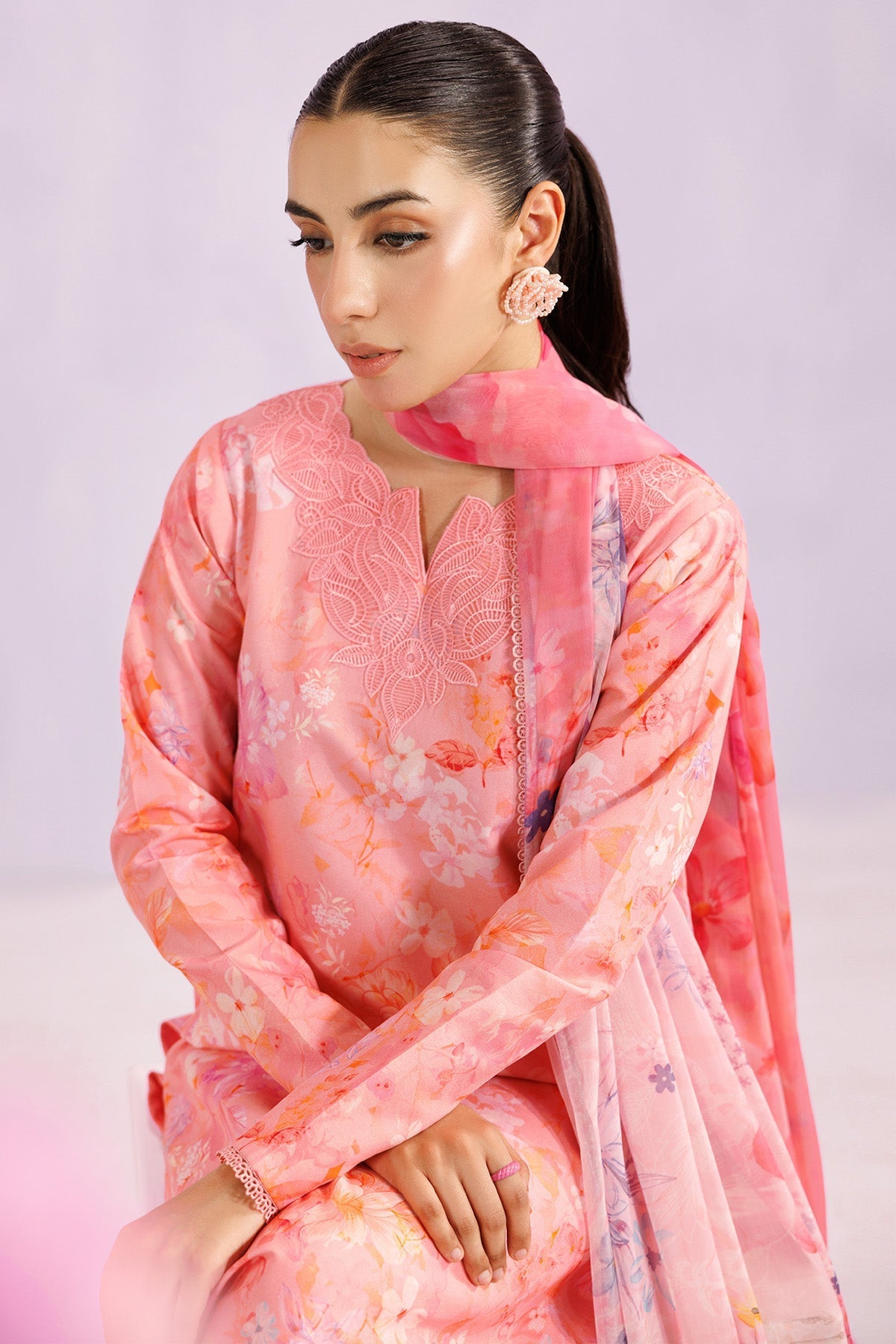 Farasha | Printed Essentials’26 | Blush Satin - House Of Hania