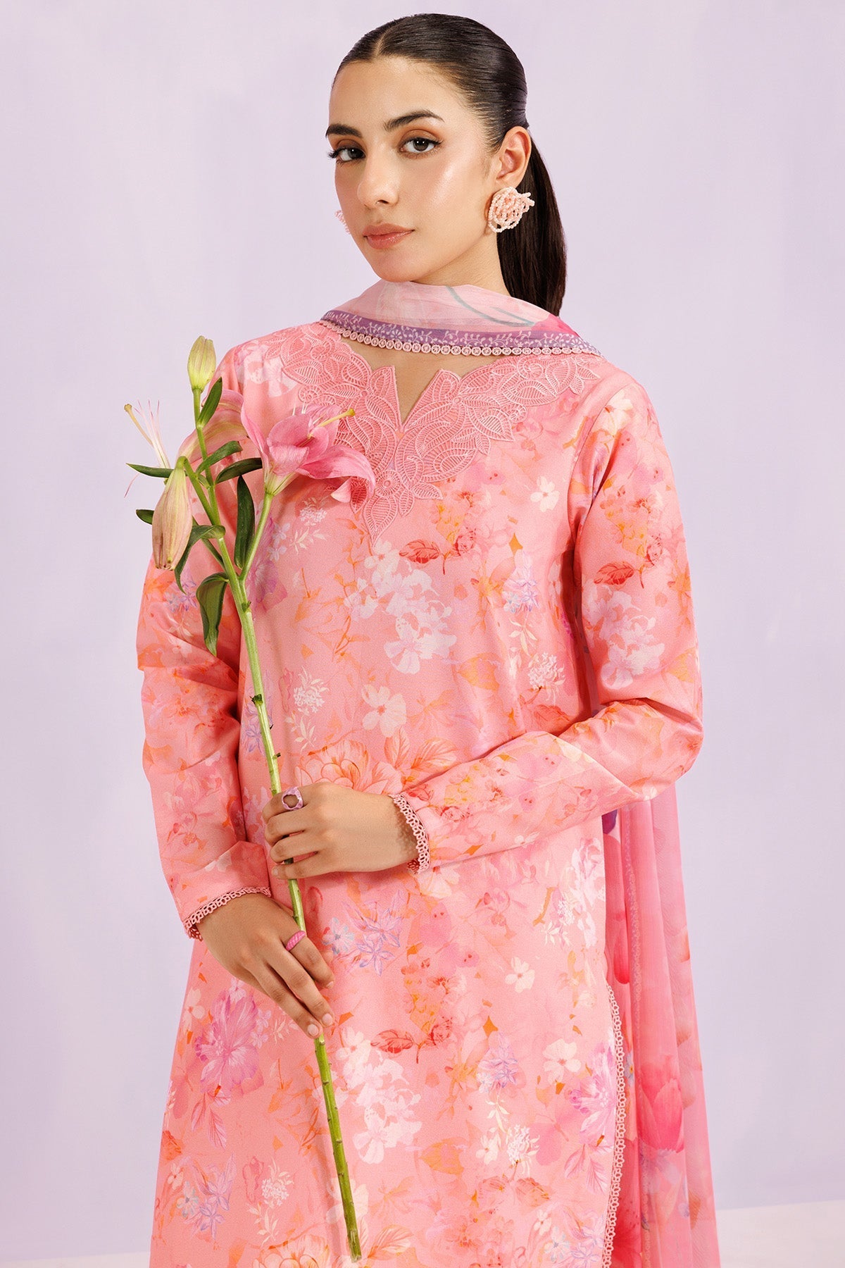 Farasha | Printed Essentials’26 | Blush Satin - House Of Hania