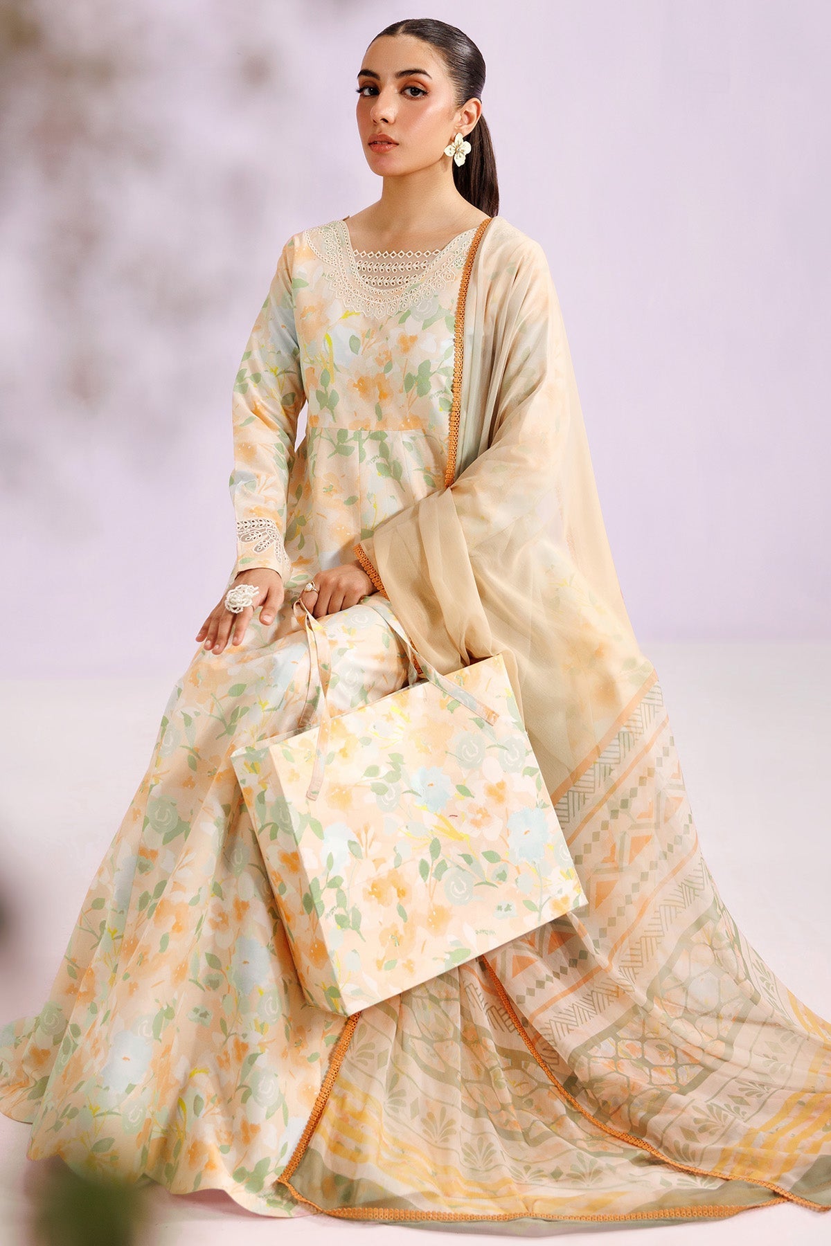 Farasha | Printed Essentials’26 | Cream Sparkle - House Of Hania