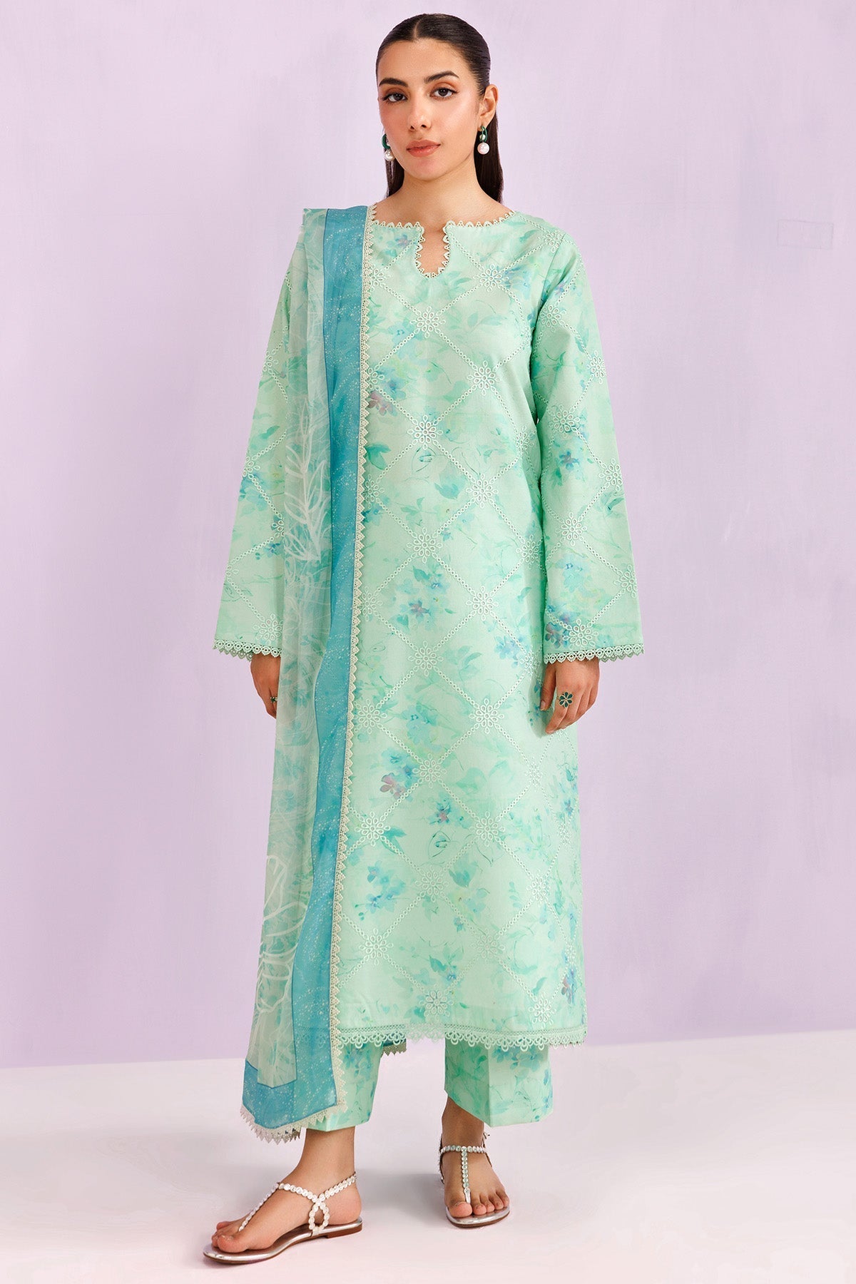 Farasha | Printed Essentials’26 | Mint Pine - House Of Hania